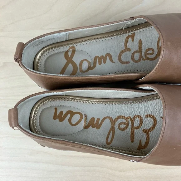 Sam Edelman Women’s Size 7.5 M Khloe Brown Leather Slip On Espadrille Shoes - Picture 10 of 12